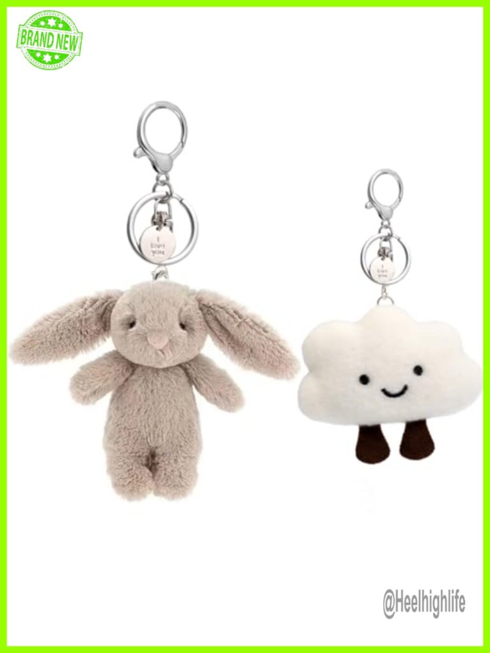 Cute Plush Bunny & Cloud Keychain Set for Bags Purse Backpacks Charms